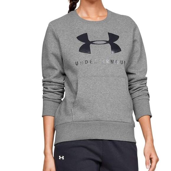 Under Armour Crewneck sweatshirt pullover w/ front pocket long sleeve grey small - Picture 1 of 8